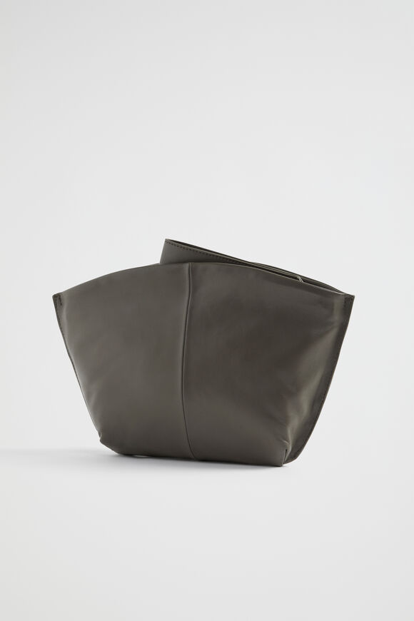 Leather Crescent Clutch  Olive  hi-res