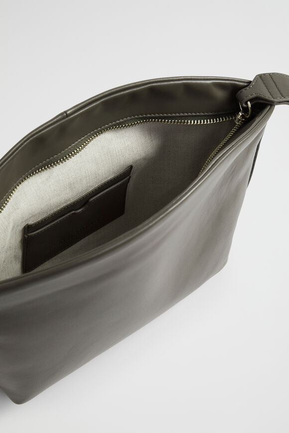 Leather Crescent Clutch  Olive  hi-res