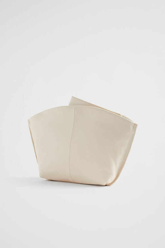 Leather Crescent Clutch  Stone  hi-res