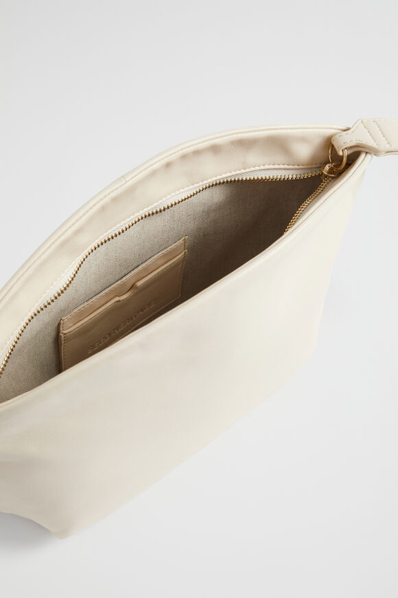 Leather Crescent Clutch  Stone  hi-res