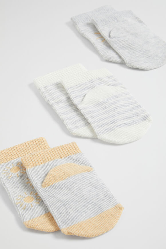 Sun Sock 3 Pack  Grey Marle  hi-res