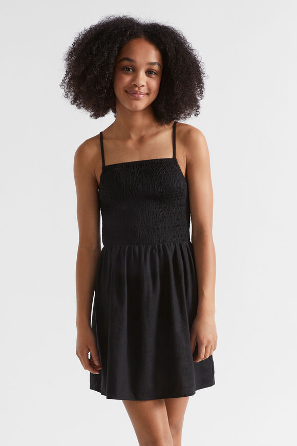 Shirred Dress  Black  hi-res