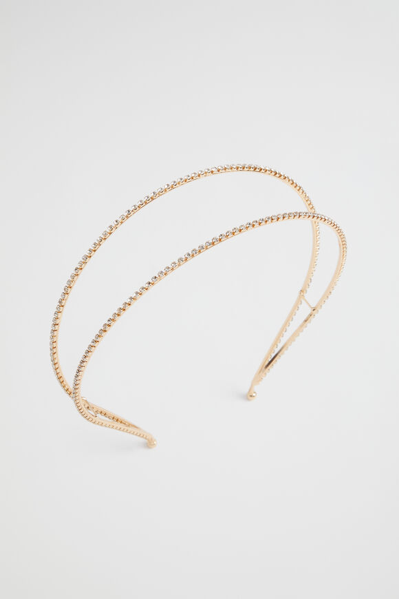 Double Crystal Headband  Gold  hi-res