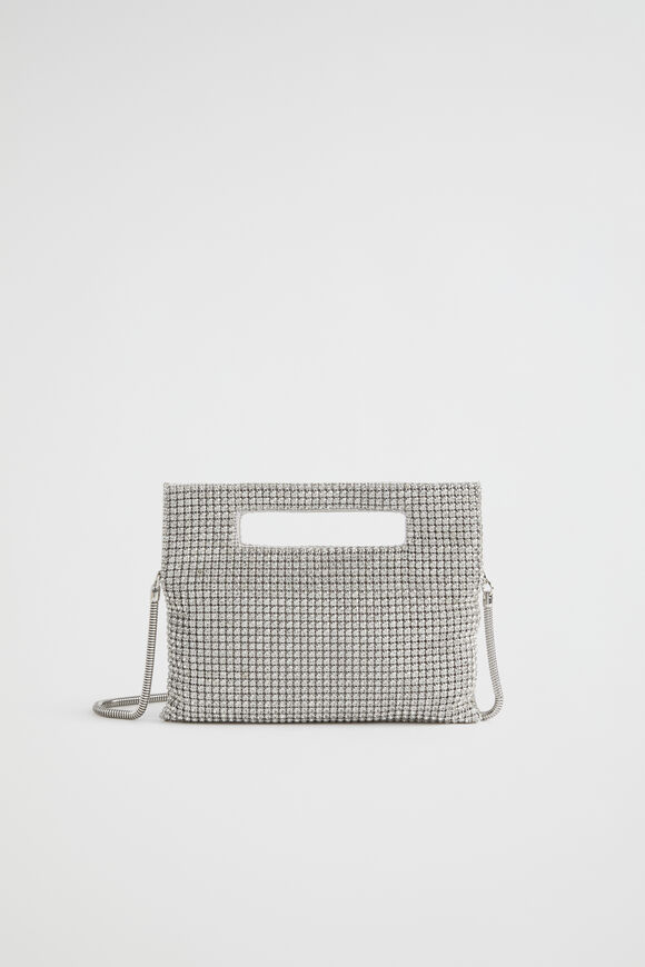 Embellished Handheld Bag  Silver  hi-res