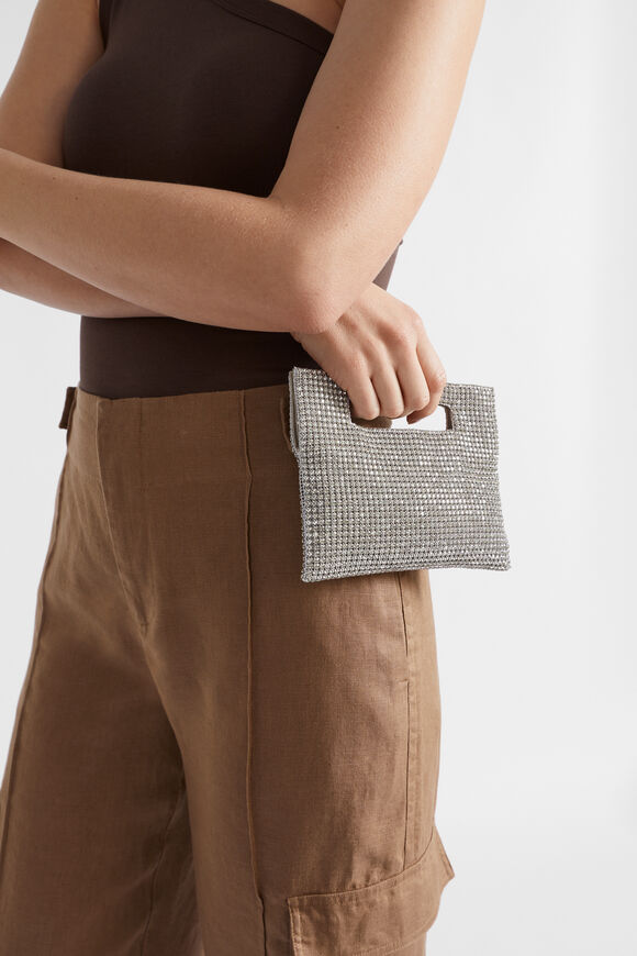 Embellished Handheld Bag  Silver  hi-res