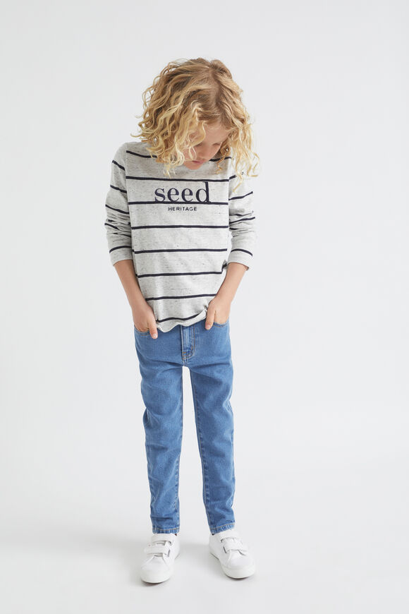 Core Logo Rugby Tee  Cloudy Marle Stripe  hi-res