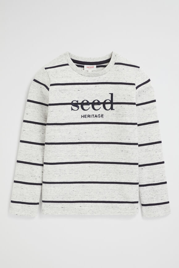 Core Logo Rugby Tee  Cloudy Marle Stripe  hi-res