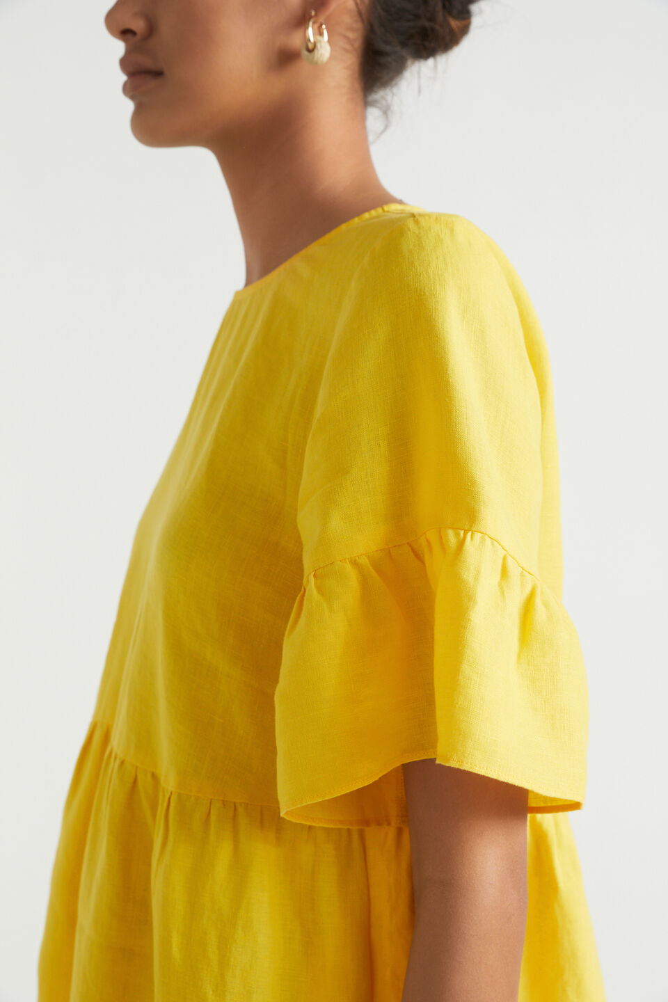 Core Linen Mini Dress  Gold Amber