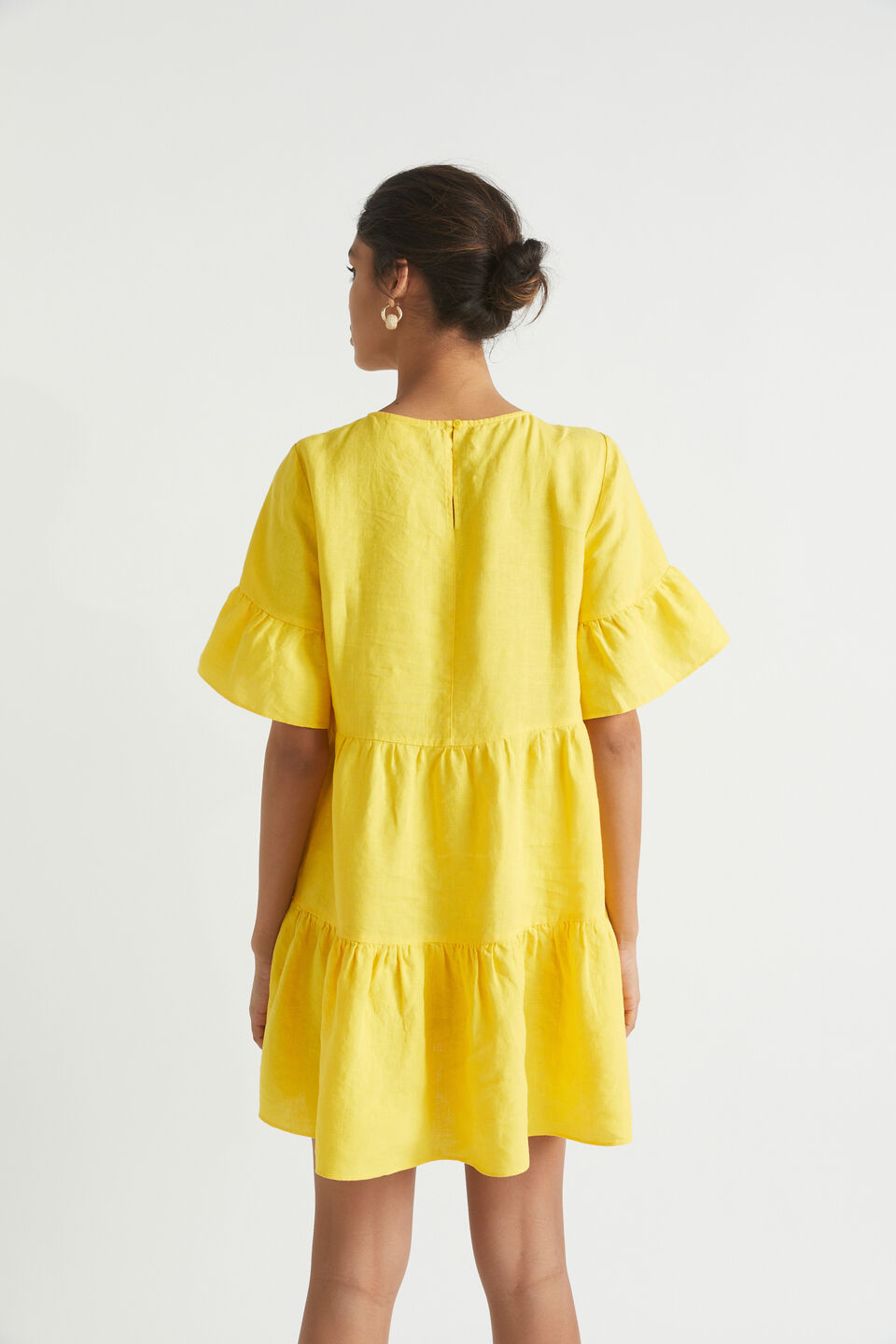 Core Linen Mini Dress  Gold Amber