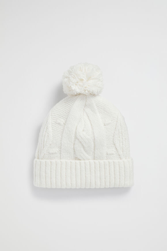 Pom Pom Cable Knit Beanie  Multi  hi-res
