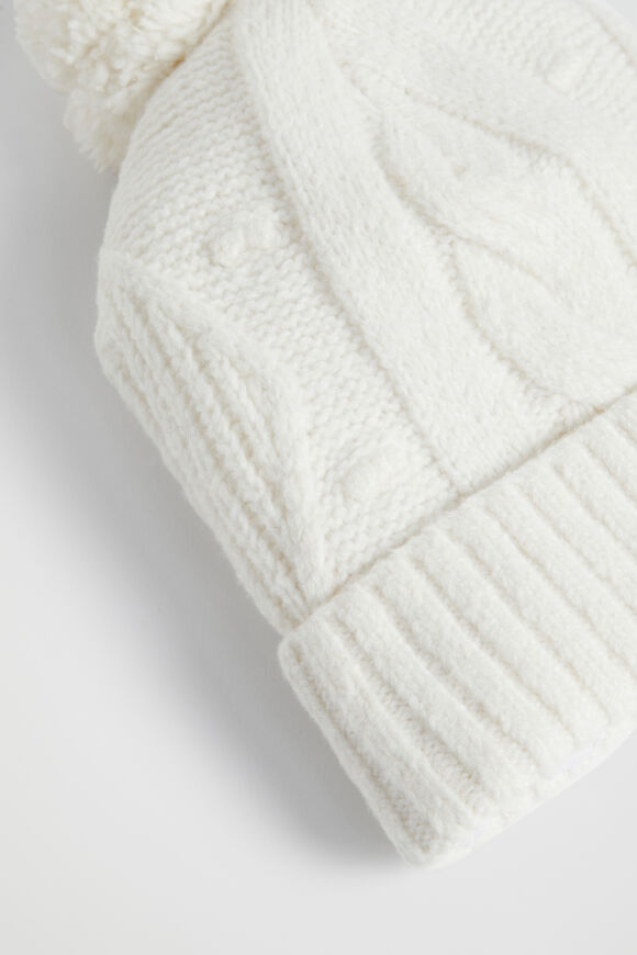 Pom Pom Cable Knit Beanie  Multi  hi-res