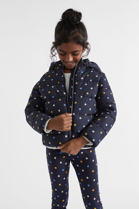 Mini Floral Puffer Jacket  Midnight Blue  hi-res