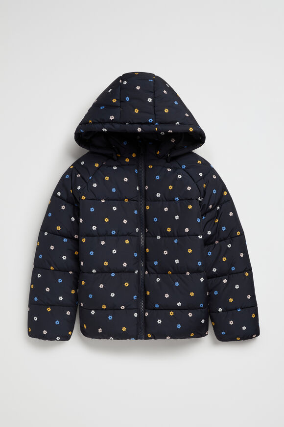 Mini Floral Puffer Jacket  Midnight Blue  hi-res