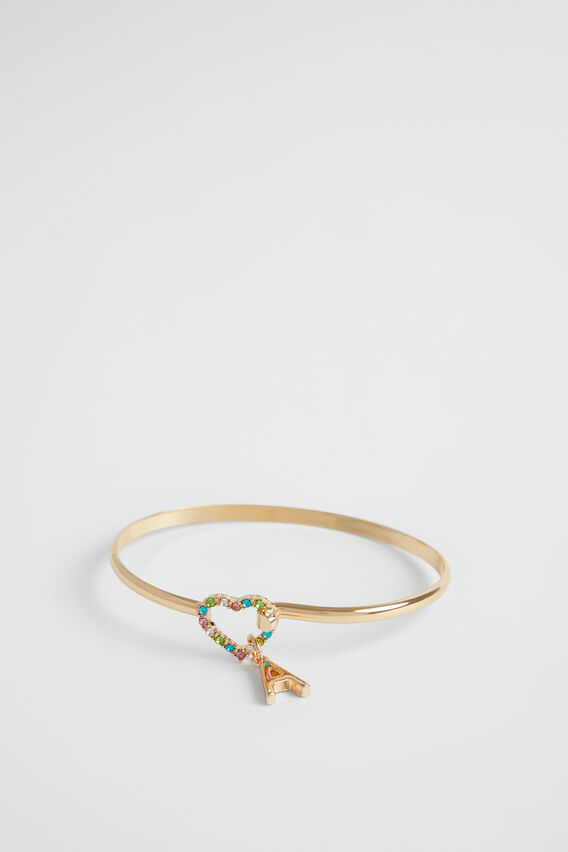 Rainbow Heart Initial Bangle  A  hi-res