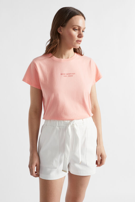 Logo Printed Crew Tee  Tulip Pink  hi-res