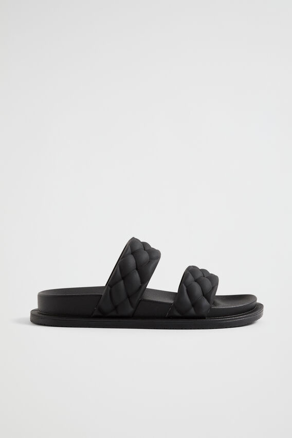 Plait Rubber Slide  Black  hi-res