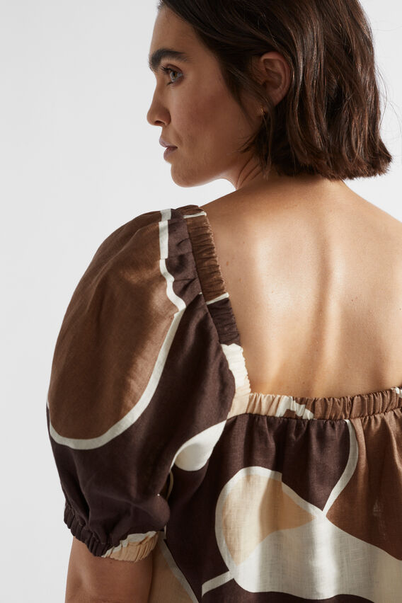 Abstract Square Neck Top  Woodland Abstract  hi-res