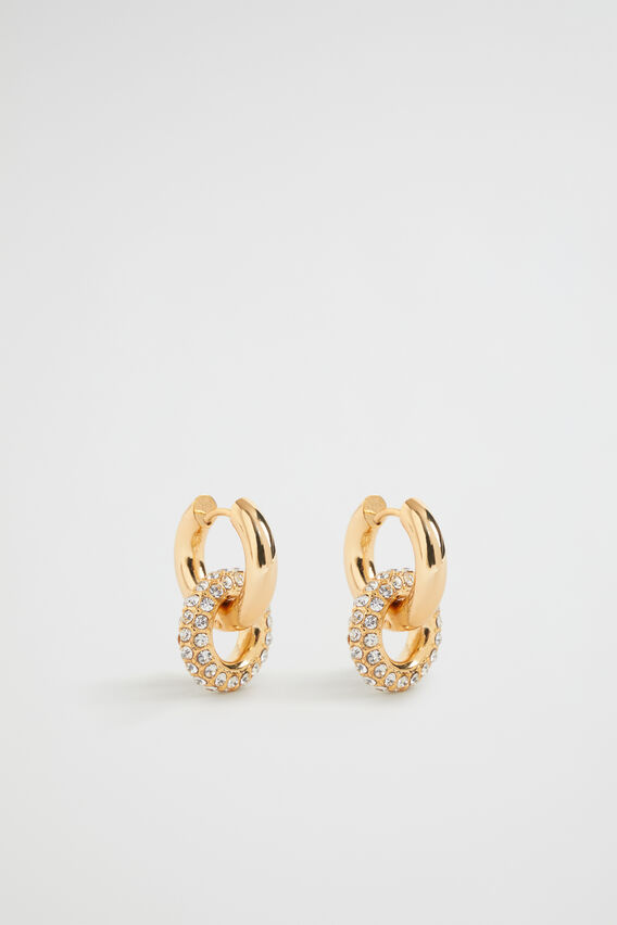 Crystal Huggie Hoop  Gold  hi-res