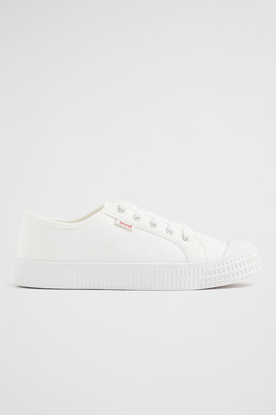 Basic Canvas Lace Up Sneaker  White  hi-res