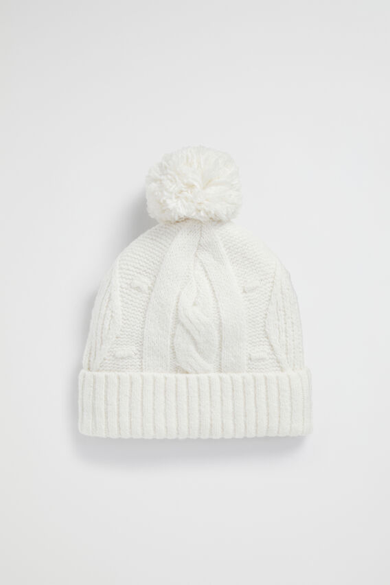 Pom Pom Cable Knit Beanie  Multi  hi-res