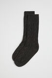 Cable Knit Bed Sock  Charcoal  hi-res