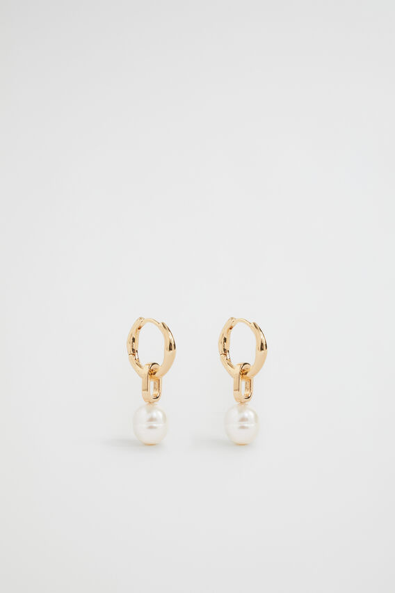 Mini Pearl Hoop  Gold  hi-res
