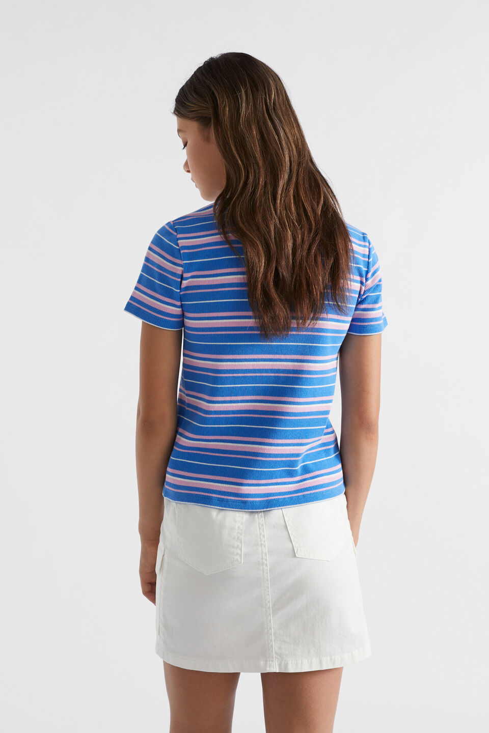 Rib Stripe Tee  Azure Blue