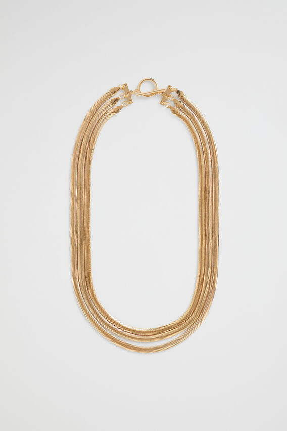 Layered Snake Chain Necklace  Gold  hi-res