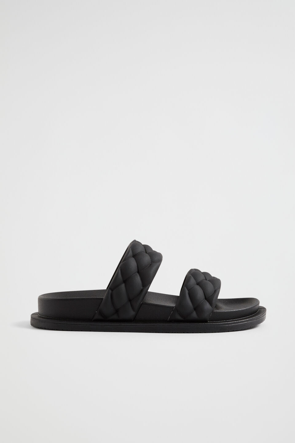 Plait Rubber Slide  Black