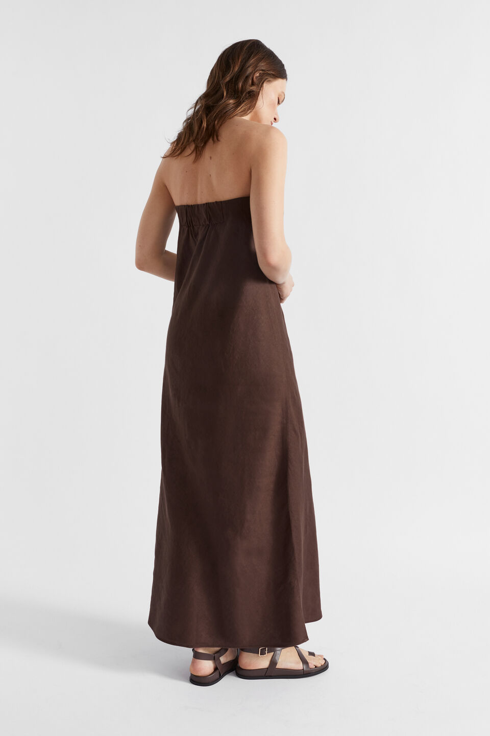 Core Linen Strapless Maxi Dress  Deep Raisin