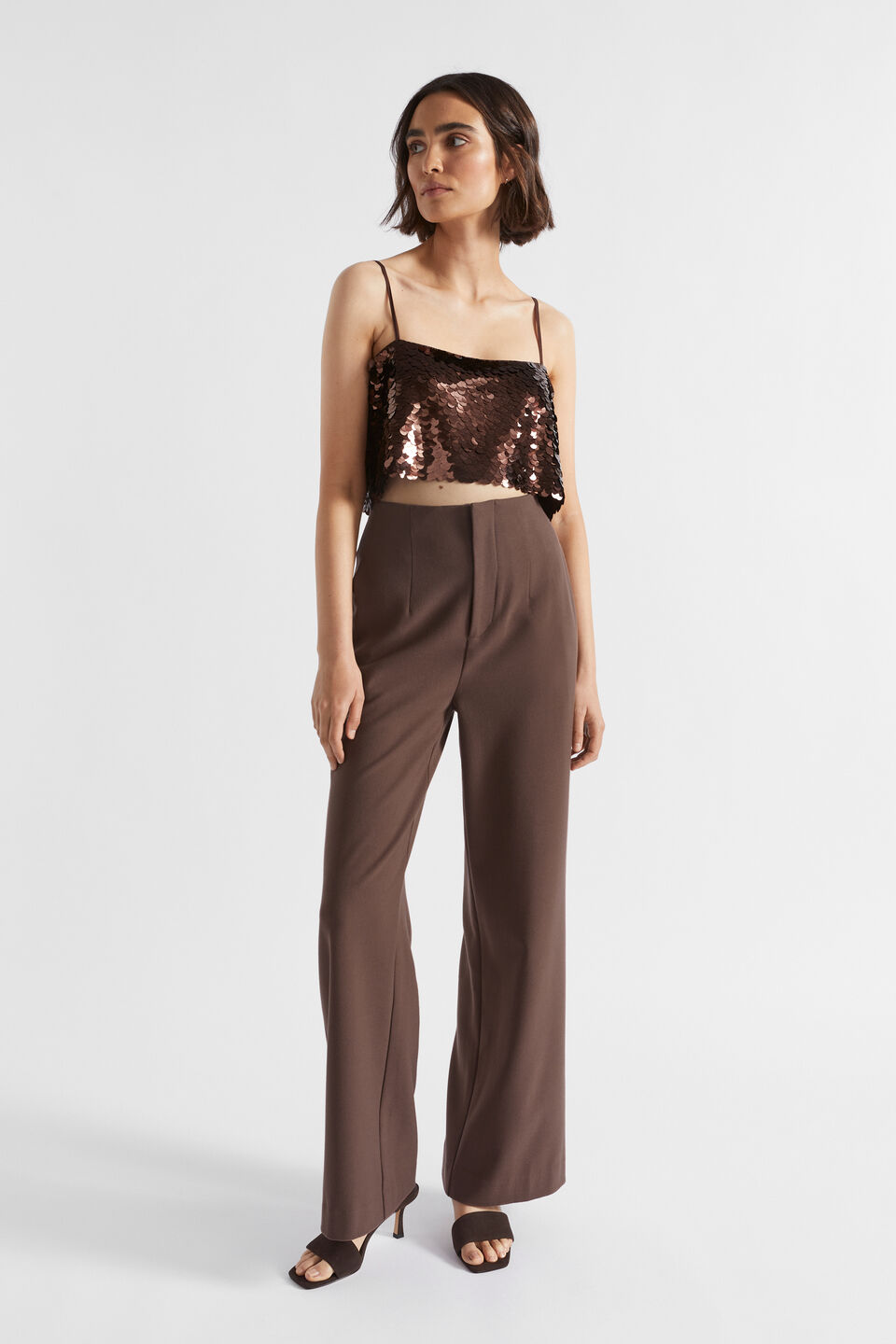 Sequin Crop Cami  Deep Raisin