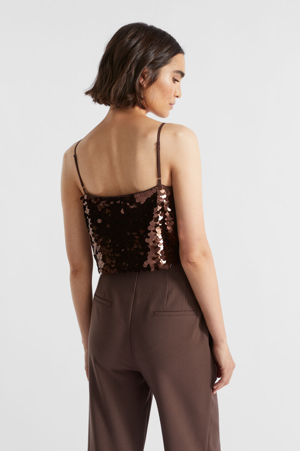 Sequin Crop Cami  Deep Raisin