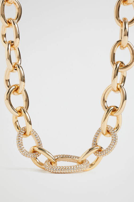 Crystal Link Necklace  Gold  hi-res