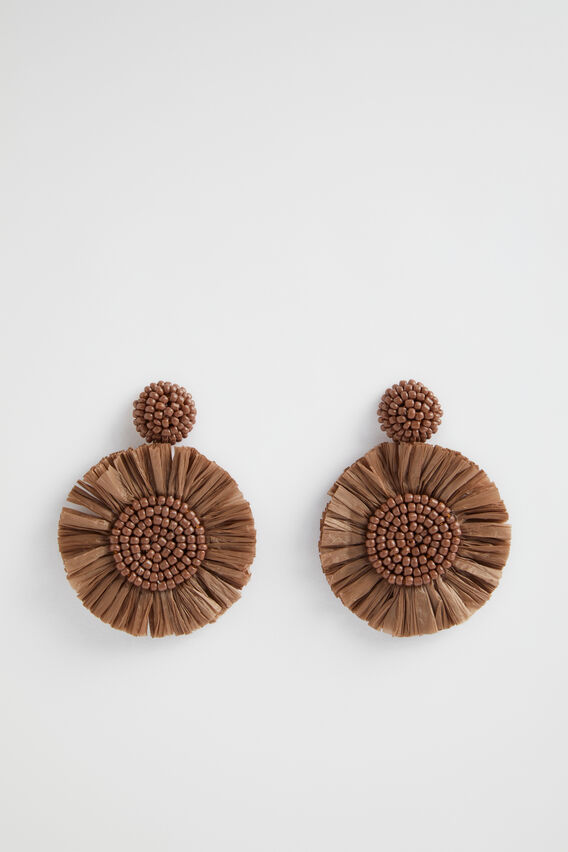 Circle Raffia Earring  Woodland  hi-res