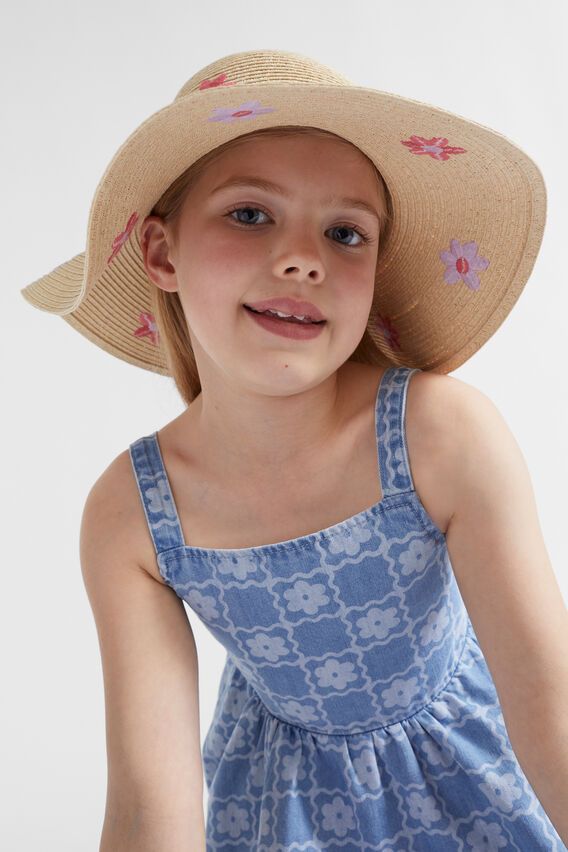 Floral Emb Floppy Hat  Multi  hi-res
