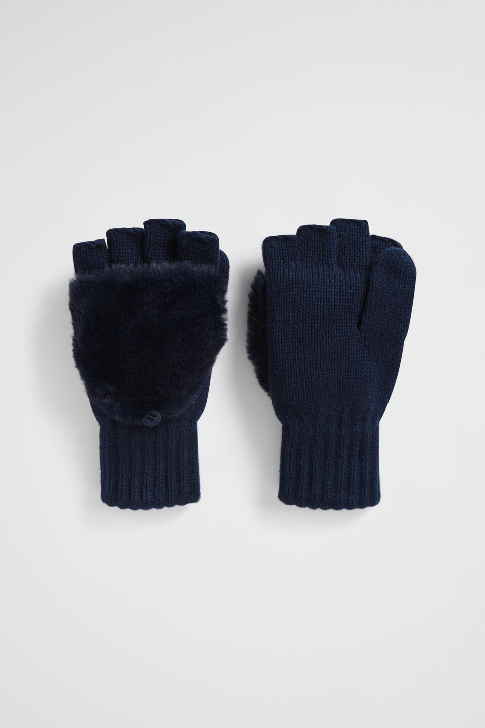 Faux Fur Mittens  Midnight Blue