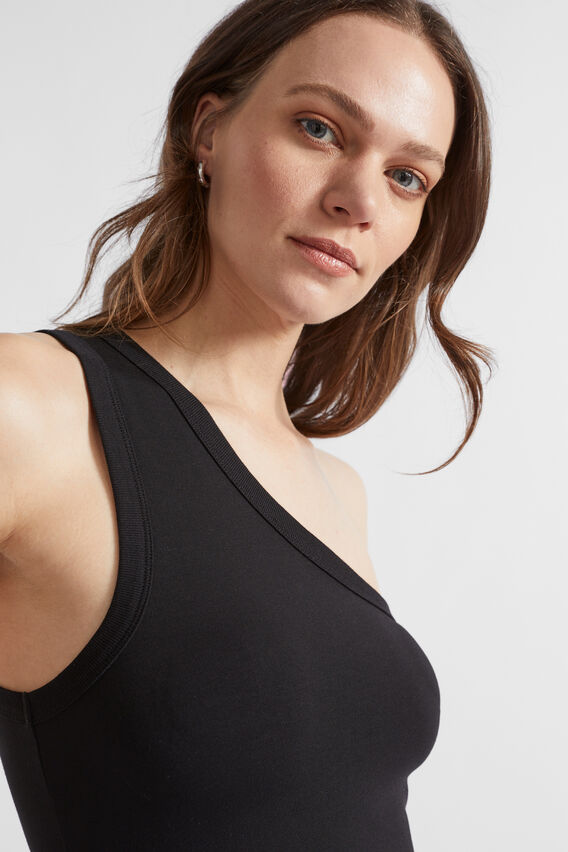 One Shoulder Tank  Black  hi-res