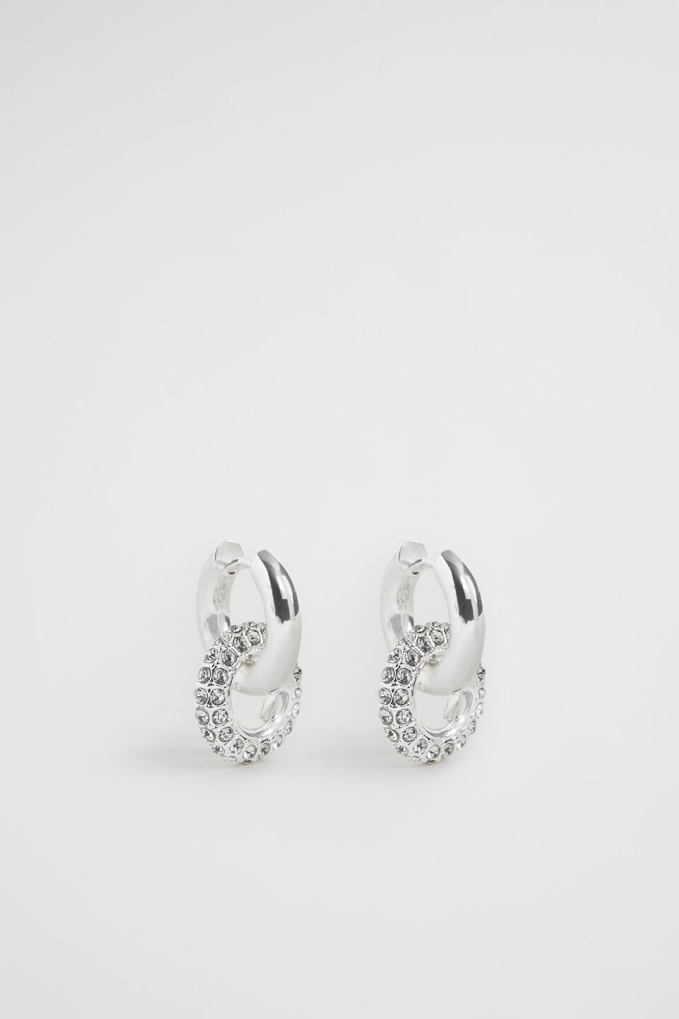 Crystal Huggie Hoop  Silver