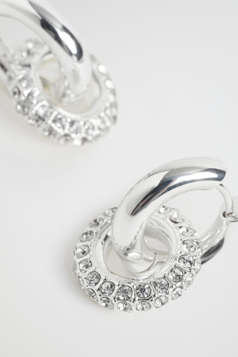 Crystal Huggie Hoop  Silver