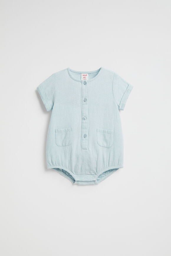 Placket Romper  Ice Blue  hi-res