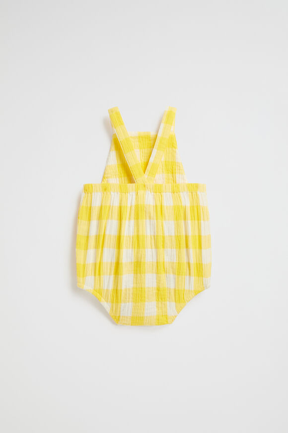 Oversized Check Romper  Lemon Drop  hi-res