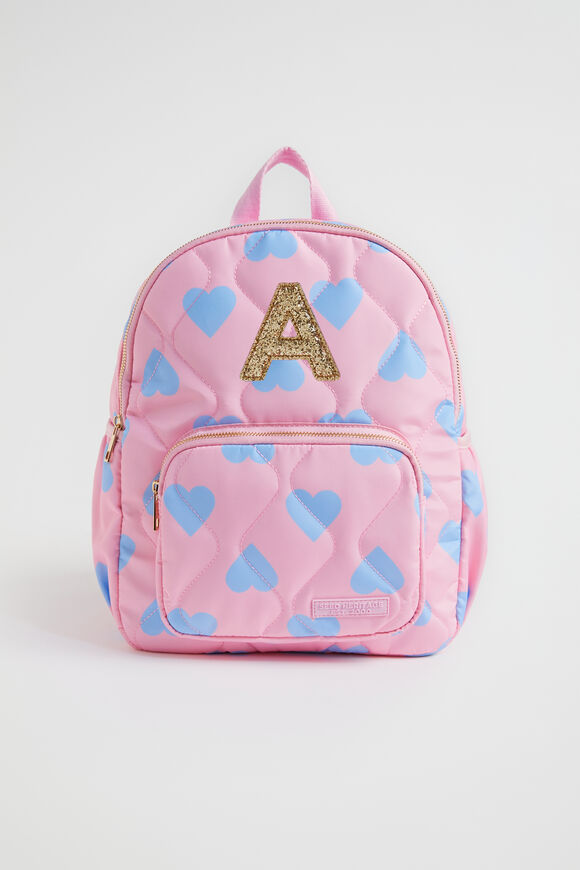 Quilted Initial Backpack  A  hi-res