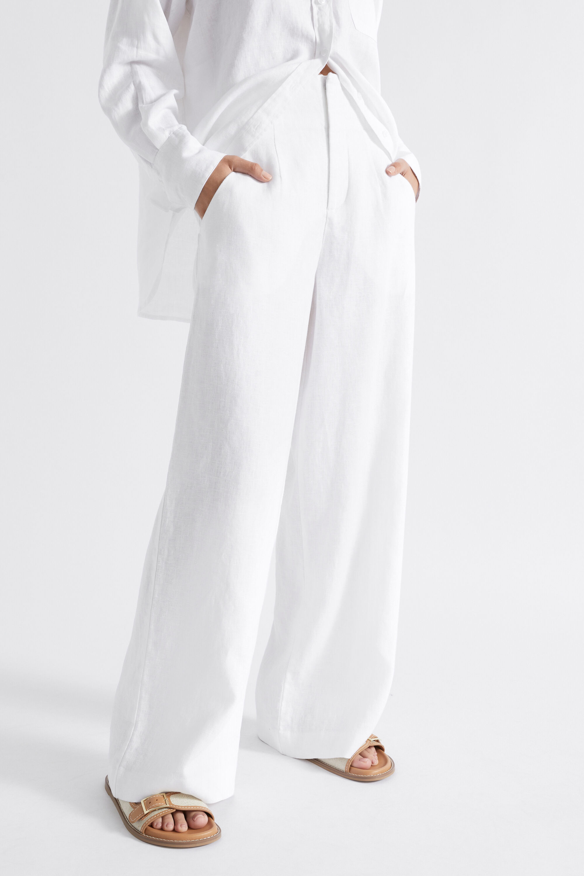 White outlet pants linen