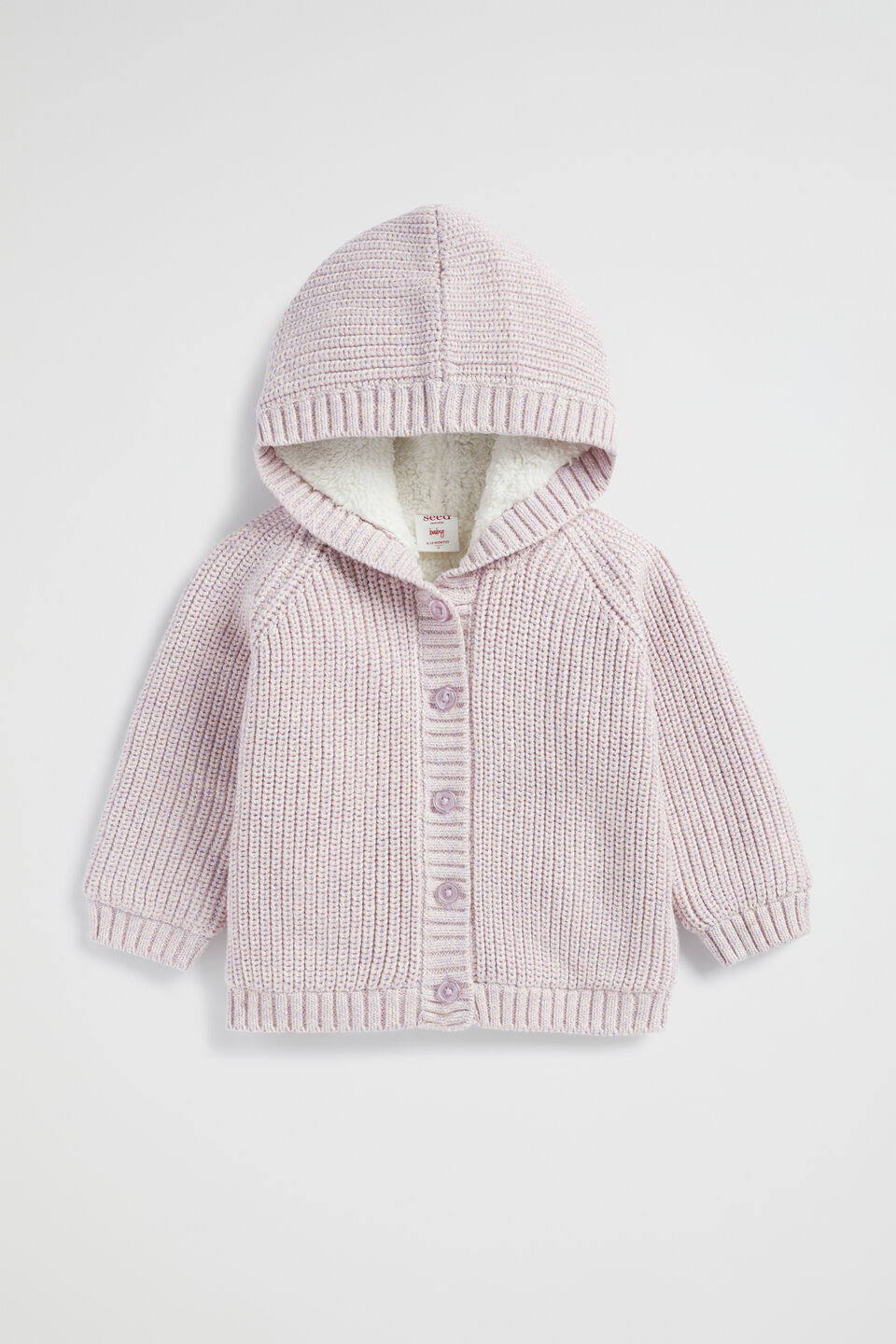 Mixy Knit Sherpa Hoodie  Pale Orchid