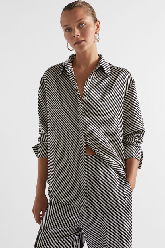 Diagonal Stripe Shirt  Black Stripe  hi-res