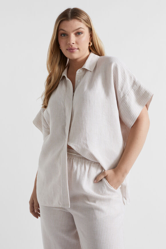 Linen Pinstripe Shirt  Frappe Stripe  hi-res