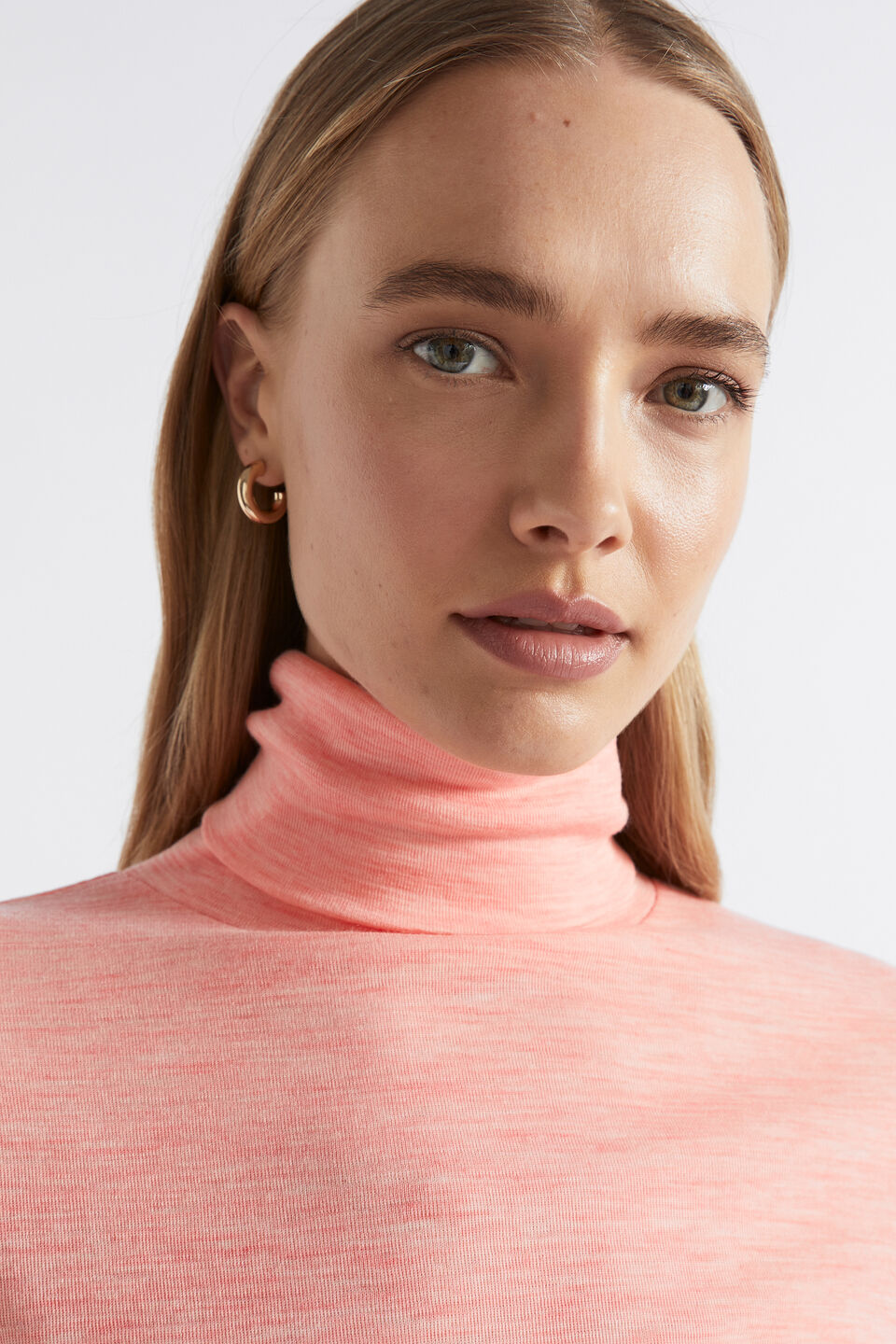 Babywool Roll Neck Top  Pale Peony Marle