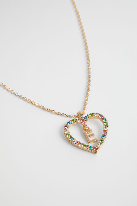 Rainbow Heart Initial Necklace  E  hi-res