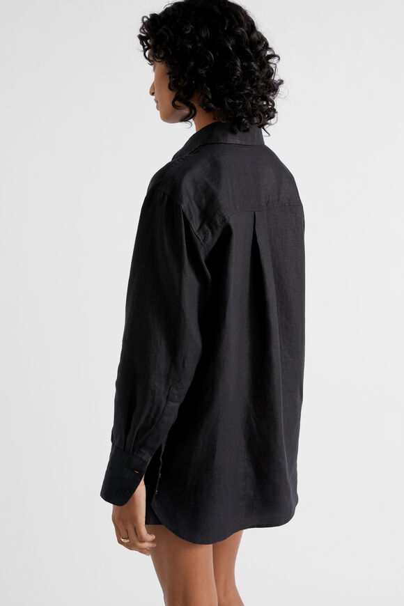 Core Linen Boyfriend Shirt  Black  hi-res
