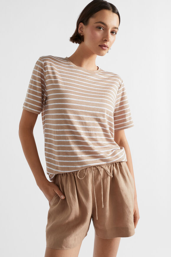 Core Linen Relaxed Tee  Barley Stripe  hi-res